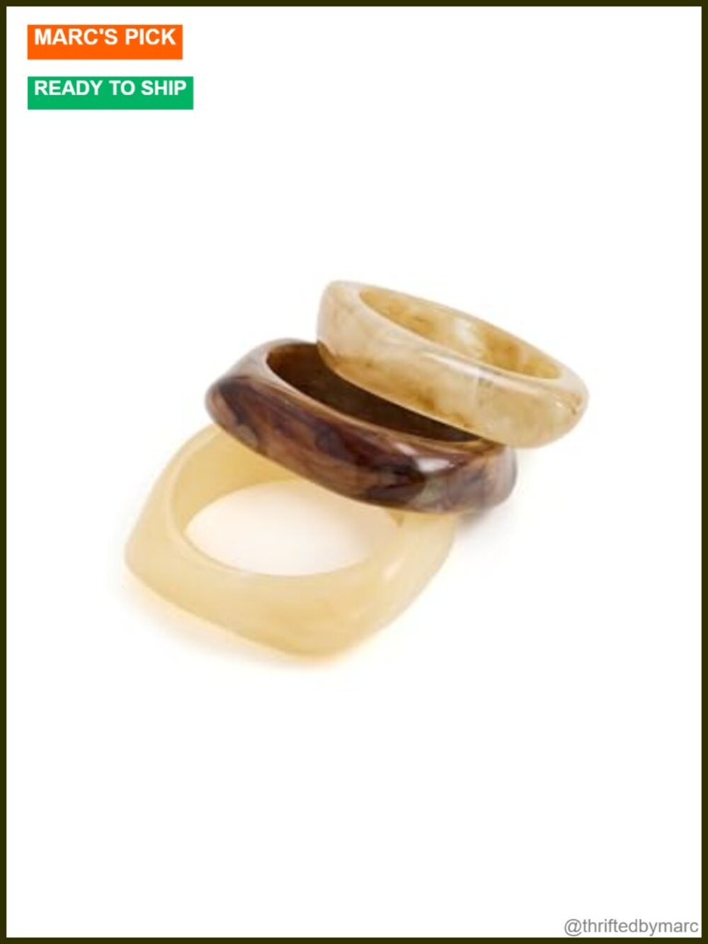 Set of 3 Marbled Acrylic Bangle Bracelets Modern Style